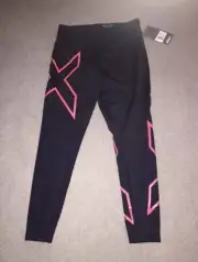 2XU Mid Rise Compression Gym Tight WA2864B BLK Womens Size XL New !!