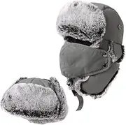 [TOP-EX] XL/XXL Waterproof Winter Trapper Hat with Faux Fur Earflaps & Mask & Adjustable Chin Strap - Warm Unisex Windproof Hat for UK Cold & Wet Weather