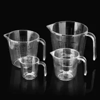 在飛比找樂天市場購物網優惠-創意透明塑料量杯帶刻度燒杯烘培量酒杯厚實量勺實用廚房工具