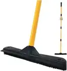 Push Broom,Pet Hair Removal Broom with Squeegee,Soft Silicone Bristle Broom with