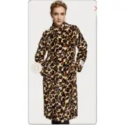 Scotch & Soda Faux-Fur Leopard-Print Trench Coat Small NWT