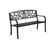 Garden Bench Seat Outdoor Furniture Patio Cast Iron Benches Seats Lounge Chair - Black