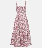 [Staud] Staud Wells printed cotton midi dress AU 14 red
