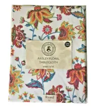 Caribbean Joe Fabric Tablecloth Cloth Indoor Outdoor Jacobean Floral 70" Rd