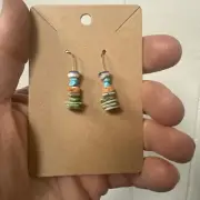 Hand Beaded Spiny Oyster,turquoise,wampum Shell Earrings ❤️