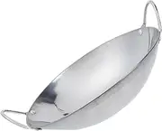 Totority Stainless Steel Cooking Pot Metal Handle Round Bottom Wok Thicken Pot Cookware for Portable Great for Home Travel