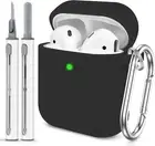Silicone Case Cover with Cleaning Kit for Apple AirPods 1st/2nd Gen + Keychain