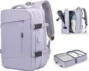 Large Expandable Travel Backpack Carry on Flight Approved Laptop Work Business Backpack,Purple