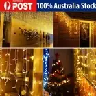 Christmas LED Icicle Falling Rain Curtain Fairy String Lights Outdoor Xmas Party