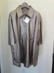 NIB Brunello Cucinelli Snaps Front Metallic Gold Sheen Leather Shirt Jacket Sz M