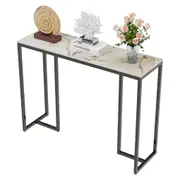 Exquisite Water Ripple Marble Console Table Bar Table w Thicken Stable Metal Leg