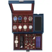 Watch Box, Watch Case for Men, 8 Slot Watch Display Case with Glass Lid, Larg...