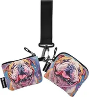 [XYMZR] Mini Zip Around Wristlet keychain Wallet Pugdog Colorful Galaxy for Women Personalized Pattern Detachable Dual Pouch Wristlet Portable Wallet Phone Coin Purse, Multi-colored, One Size