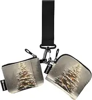 [XYMZR] Mini Zip Around Wristlet keychain Wallet Christmas Tree Snow for Women Personalized Pattern Detachable Dual Pouch Wristlet Portable Wallet Phone Coin Purse, Multi-colored, One Size