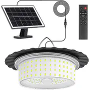 244 LED Solar Shed Light Indoor Outdoor Motion Sensor Hanging Light W/ 5m Cable