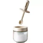 PREMIUS Telescopic Spoon Spice Seasoning Glass Container Jar, White, 10.15 Ounce