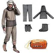HOMEYA Net Suit, Netting with Jacket Hood & Pants, Mitts & Socks, Lightweight Fine Mesh Full Body Clothing for Men & Women