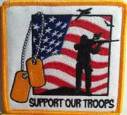 SUPPORT OUR TROOPS W/ USA Flag Patch With VELCRO® Brand Fastener Military Morale