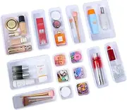 Kutesna 15 PCS Interlocking Desk Drawer Organizer Separator for Office,Bathroom,Kitchen,Makeup（White）