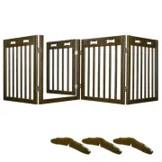 Folding Pet Gate Wooden Dog Fence 80x24" 4 Panel Baby Safety Doorway Barrier