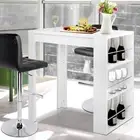 Bar Table 3-tier Storage Shelves White Modern Furniture Home Decor Kitchen AB-WH