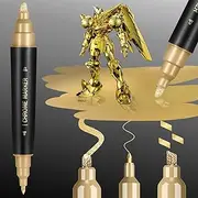 COORIART 1PK Dual Tip Permanent Mirror Chrome Gold Marker – Metallic Gold Paint Pen for Metal, Plastic, Fabric, Jewelry, Model Painting, Touch-Up & Repair Kit, 2 Tips (0.7mm & 3mm Reversible Tip)