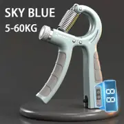 Adjustable Hand Grip Strengthener (5-60kg) – Wrist, Forearm & Hand Exerciser with Counter for Muscle Building-Sky Blue