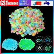 100/200x Pebbles Stone Glow in the Dark Rock Fish Tank Stones Garden Road Decor