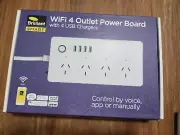 Brilliant Lighting - 20691/05 - SMART 4 Outlet Power Board with USB Output