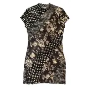 Urban Outfitters Mixed Print Lettuce Hem Mini Dress Size Medium Boho Goblin