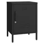 Metal Nightstand Modern End Side Table Steel Bedside Storage Black-cabinet