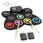Hand Roll Drum Set,9 Drum Pad with Headphone Jack,Electronic Drum Kit8734