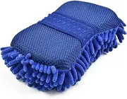 TDTNEB 1 Pc Blue Microfiber Chenille Car Wash Sponge Care Washing Brush Pad Cleaning Tool Auto Washing Towel Gloves