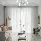 Decorative Articles Yarn Sheer Curtain Leaf Tulle Curtains for Room Door Window