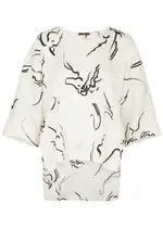High Innocence Printed Satin top - White - S (UK8-10 / S) S (UK8-10 / S)