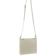 Pierre Cardin Leather Diamond Pattern Embossed Cross Body Bag - Bone