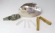Energy Cleansing-Smudging-Freshwater Pearl Shell-Sage-Palo Santo-Selenite Sticks