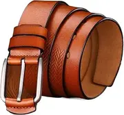 [KGVSLIXYT] Belts for Men Men's Belt, Men's Leather Belt Leather Leather Wrap Buckle Men's Pin Buckle Leather Belt Men's Vintage Casual Pants Belt Is Sleek and Clean Casual Jeans Dress