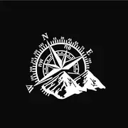 Compass Mountain Car Stickers 3D Reflective Decor Sticker Compass Sticker, Silhouette Sticker BlackWhiteRed