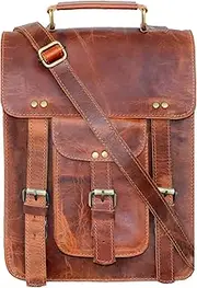 Jaald Leather Messenger Bag Laptop Case Office Briefcase Men Computer Distressed Shoulder Bag