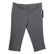 New! NICOLE MILLER Capri Pants 16 Essential Easy Care Pockets Wide Leg Gray O843