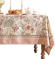 patdrea Linen Floral Tablecloth,Decorative Thick French Table Cloth Rectangle Square for Kitchen Dining Christmas 67" x 67"