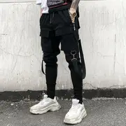 Lettering Harem Pants Black - L