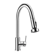 Round Chrome Kitchen Sink Mixer Tap 360 Degree Swivel Pull Out Shower Spray