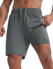 [baleaf] Men's 7" Quick Dry Workout Running Shorts Mesh Liner Zip Pockets