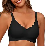[SHIJIALI] Women's Seamless Full Coverage Bras No Underwire Scalloped Push Up Bras Soft Support for Everyday Comfort