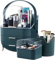 Maxkon Portable Makeup Jewellery Box Drawers Storage Case Cosmetic Organiser Brush Holder Travel Organizer Vanity Stand Jewelry Skincare Display Tray