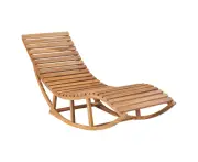 Rocking Sunlounger Solid Teak Wood