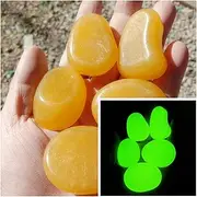 50 pcs Colorful Elliptical Pebbles，Diameter Approximately 1.77 inches,Luminous Stone,Decoratable Garden, Courtyard, Fish Tanks, Aquariums, Swimming Pools etc.(Orange Yellow)