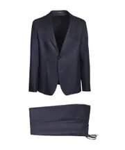 single-breasted virgin wool blend suit 46,50 Black